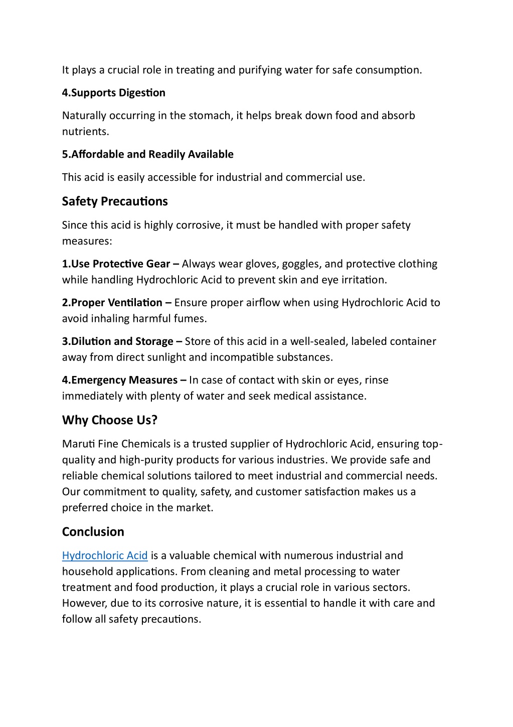 Ppt Hydrochloric Acid In Chemical Manufacturing Maruti Fine