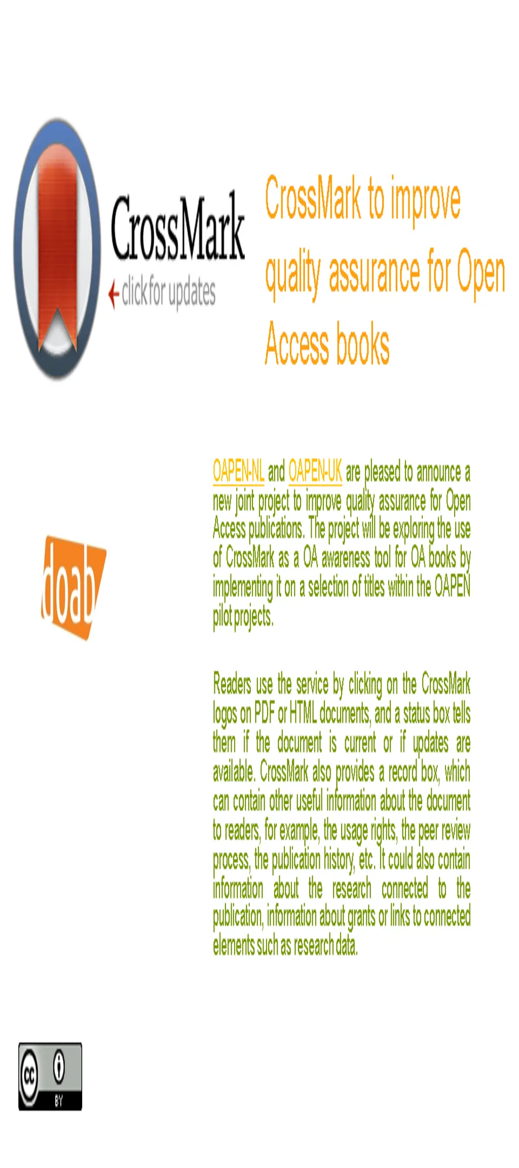 crossmark to improve quality assurance for open