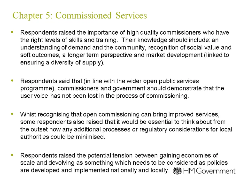chapter 5 commissioned services