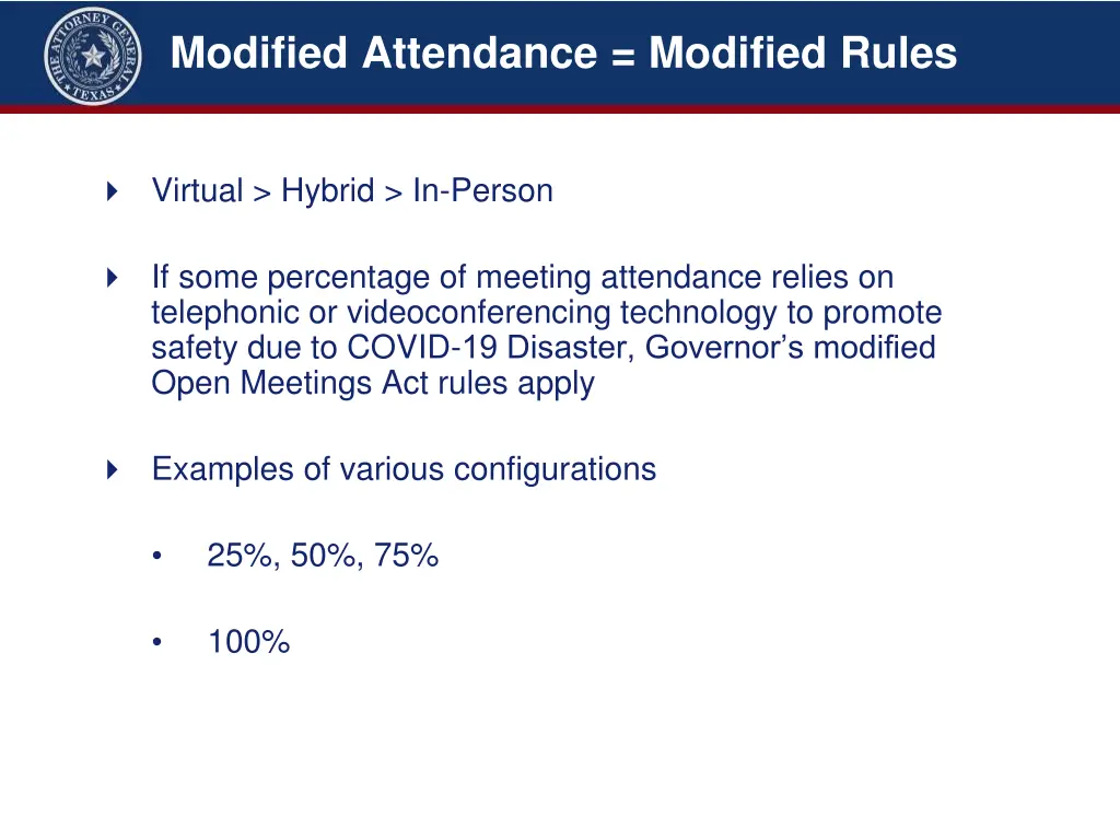 modified attendance modified rules