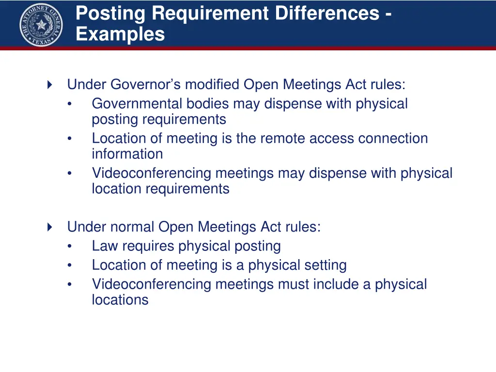 posting requirement differences examples