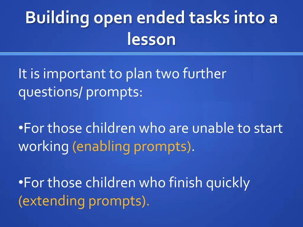 building open ended tasks into a lesson