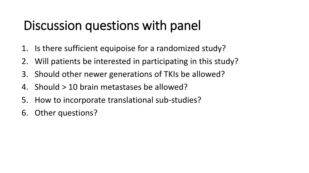 discussion questions with panel discussion