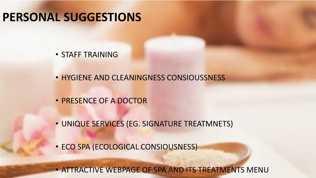 personal suggestions