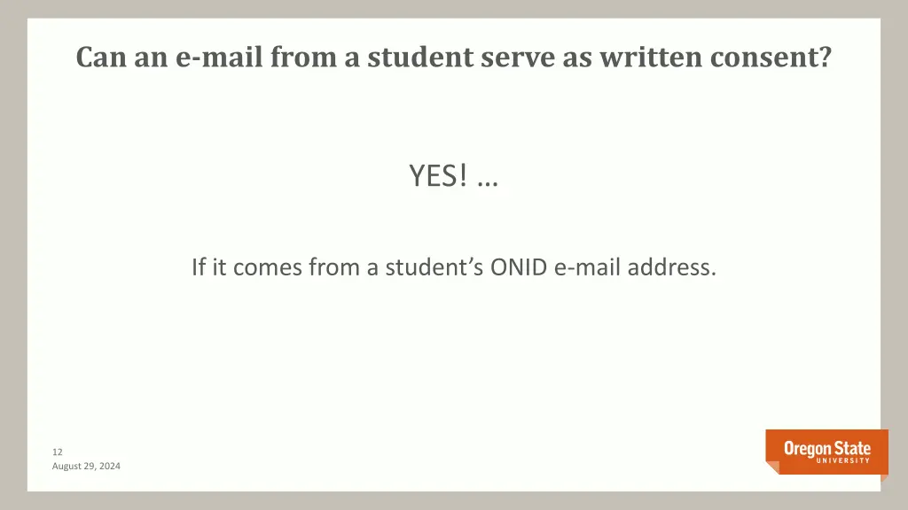 can an e mail from a student serve as written