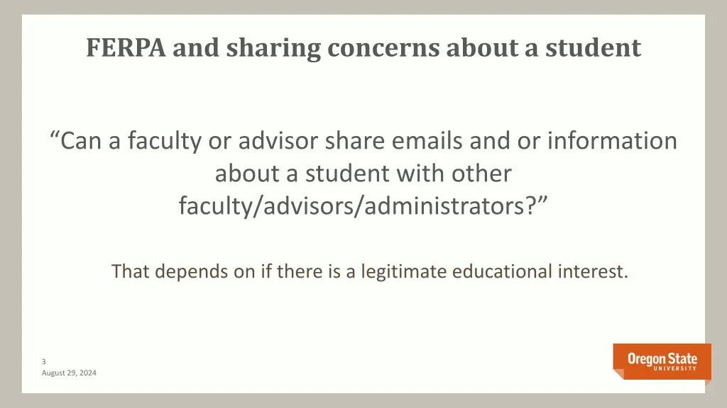 ferpa and sharing concerns about a student