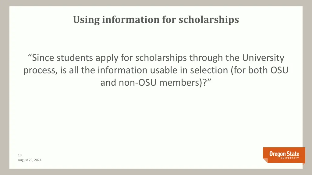 using information for scholarships