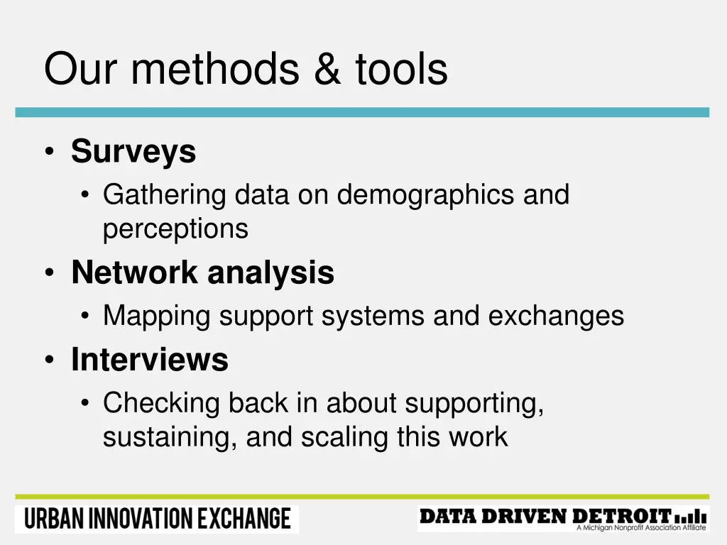 our methods tools