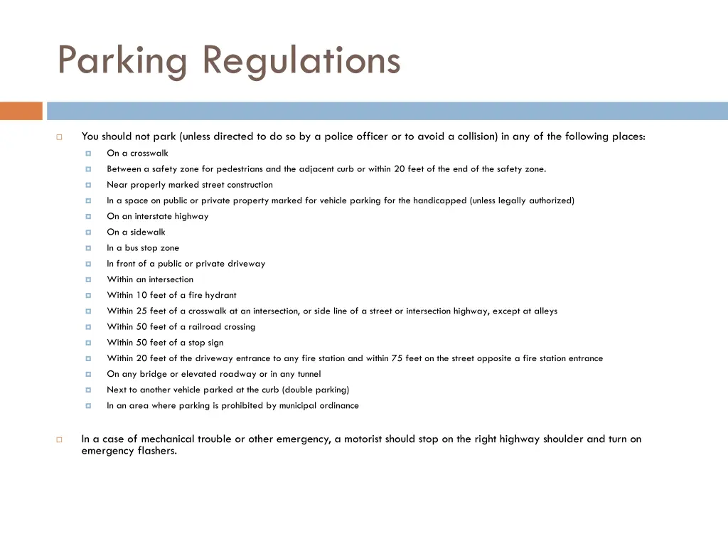 parking regulations