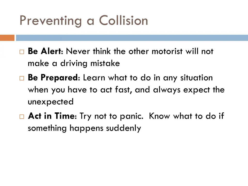 preventing a collision