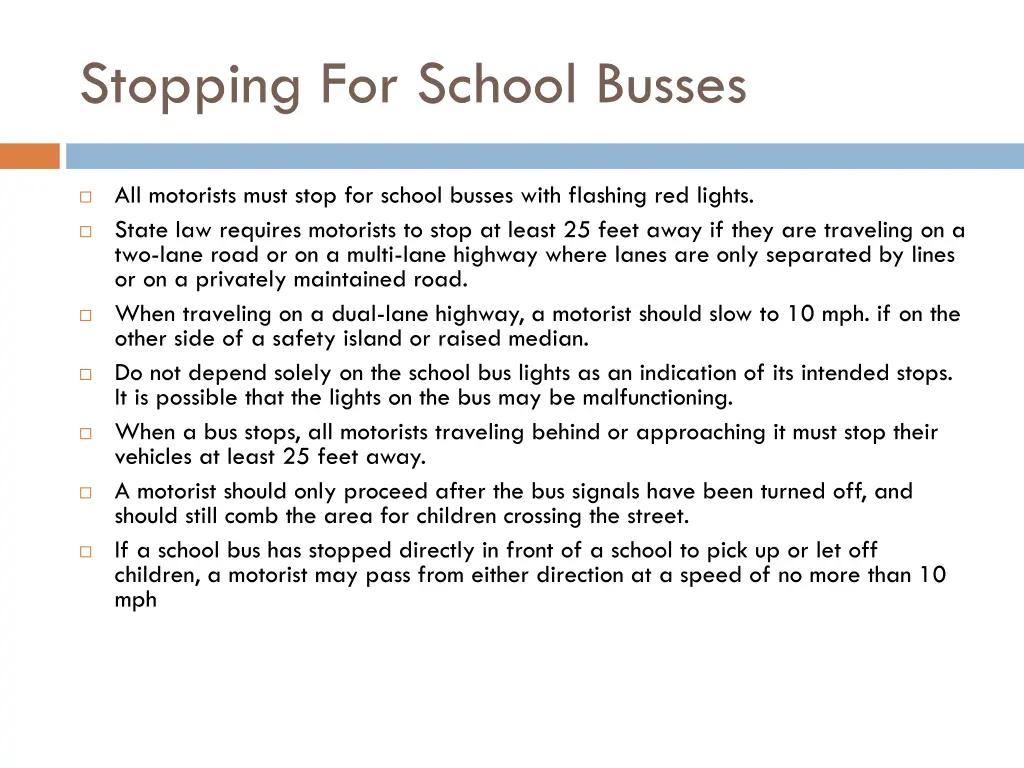 stopping for school busses
