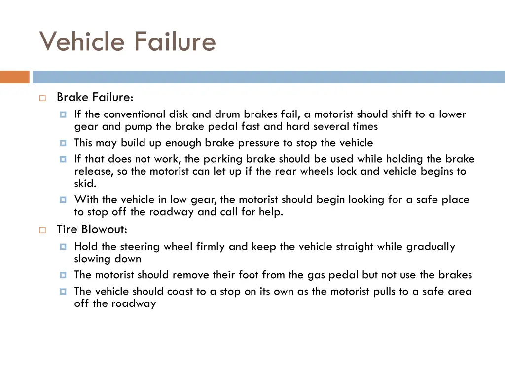 vehicle failure