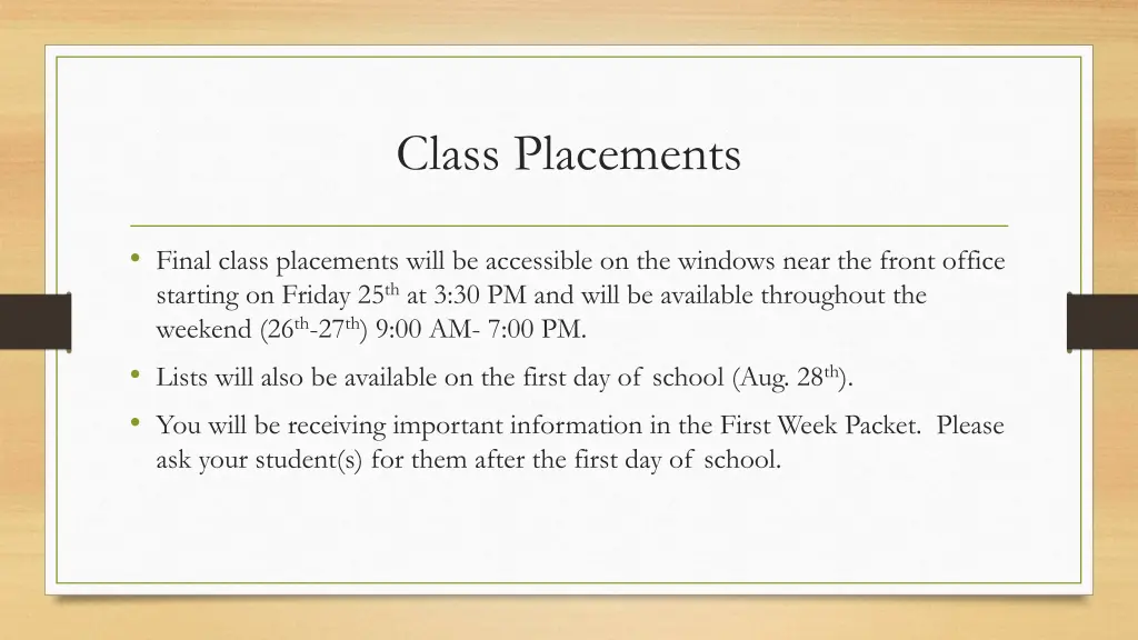 class placements