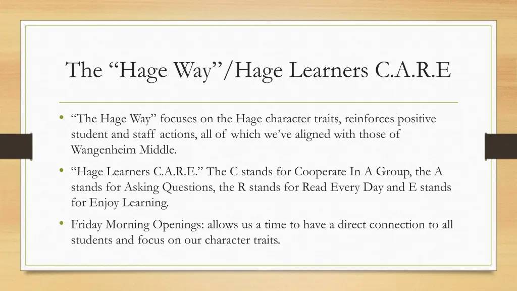 the hage way hage learners c a r e