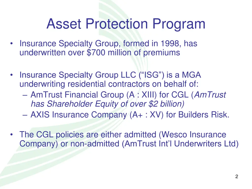 asset protection program