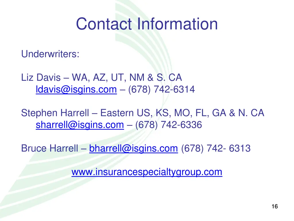 contact information