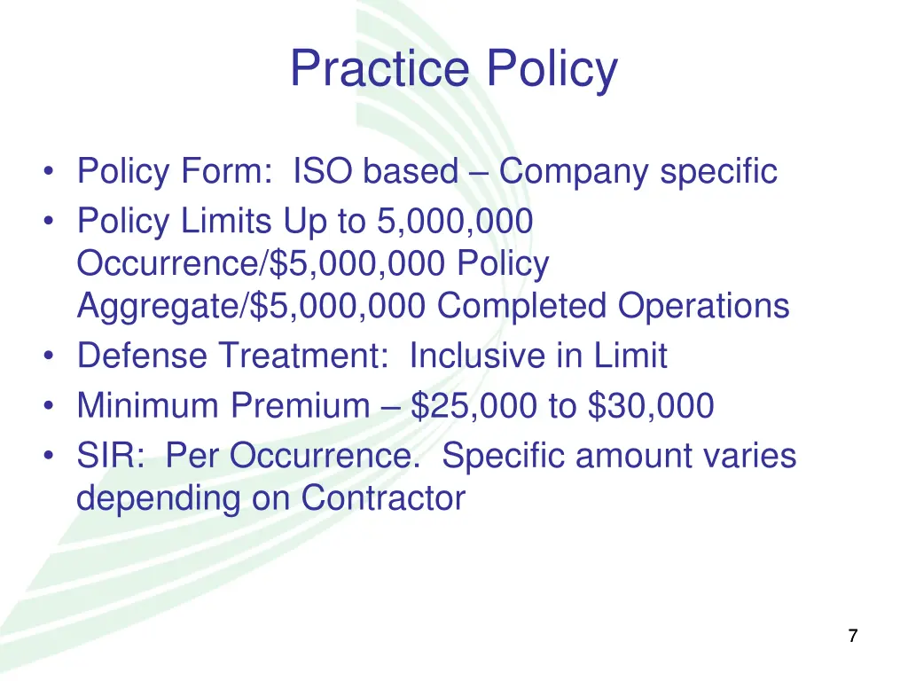 practice policy