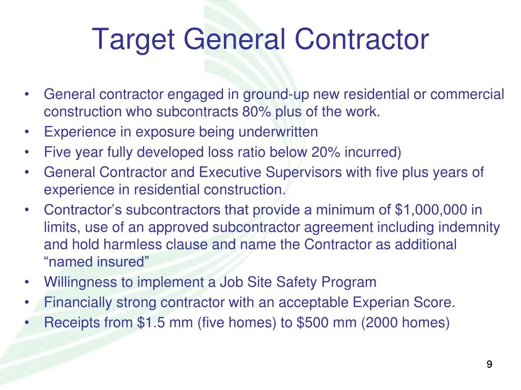 target general contractor