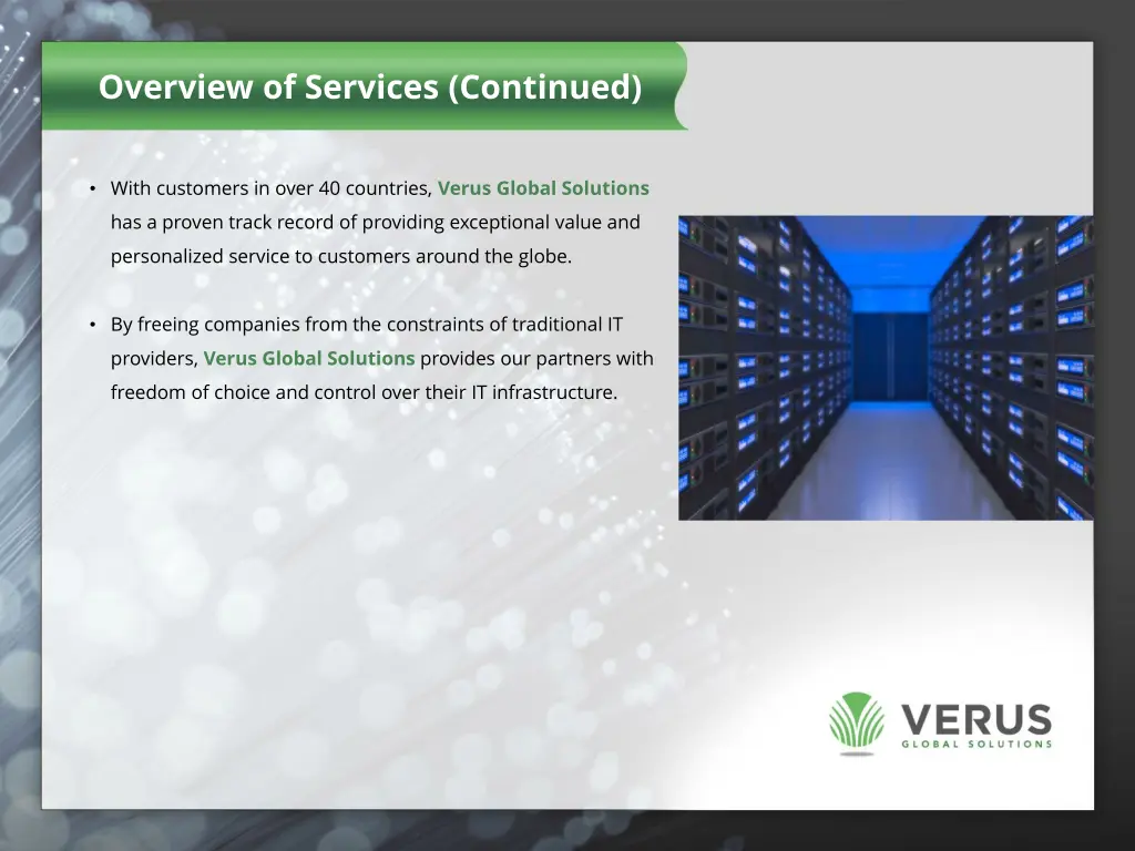 overview of services continued