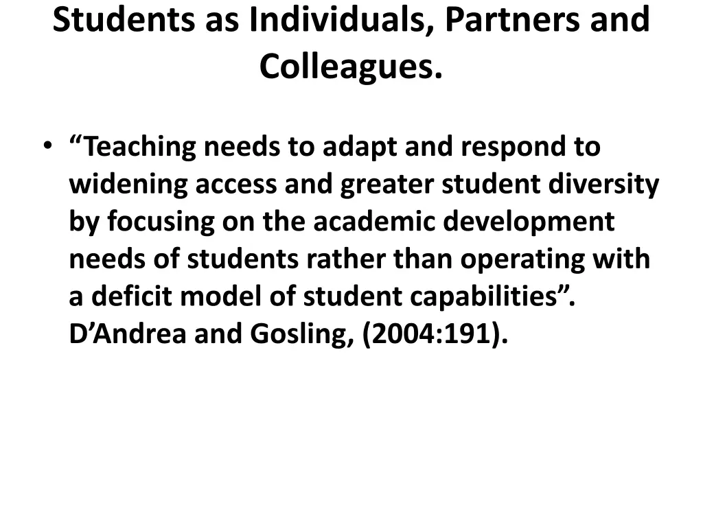 students as individuals partners and colleagues