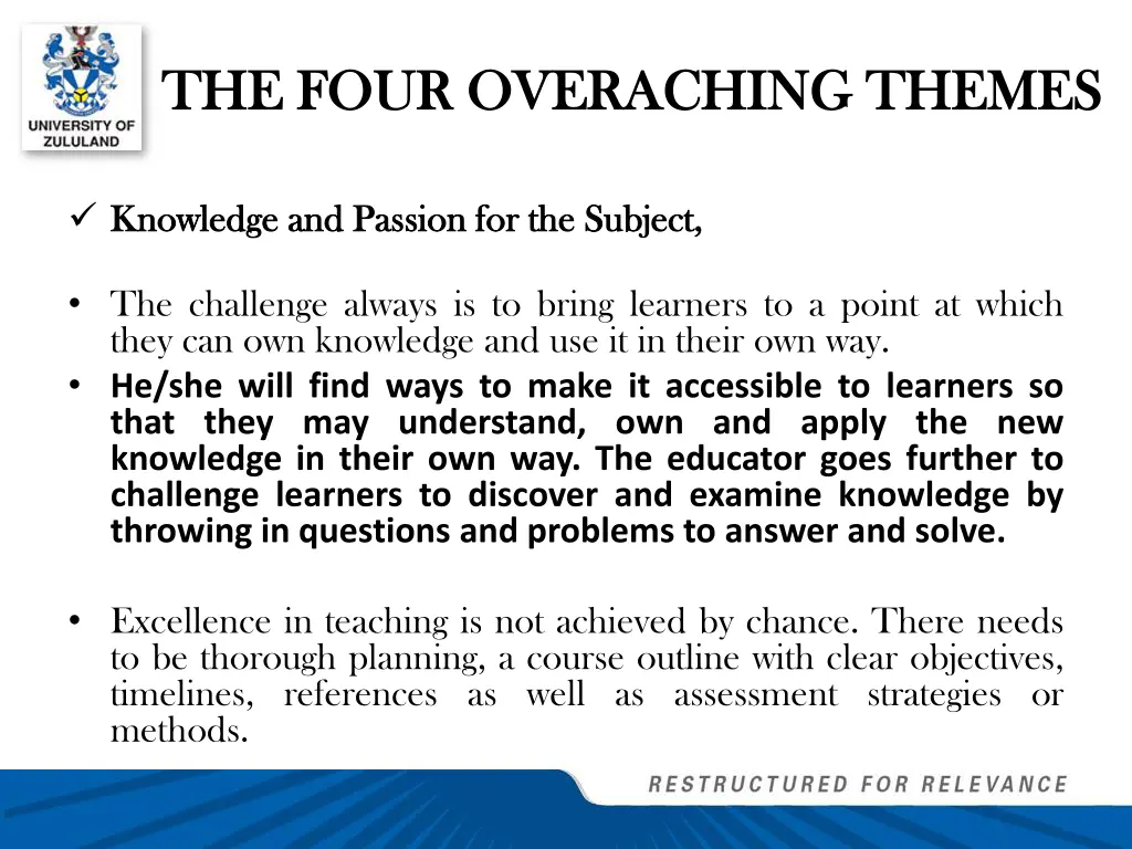 the four overaching themes the four overaching