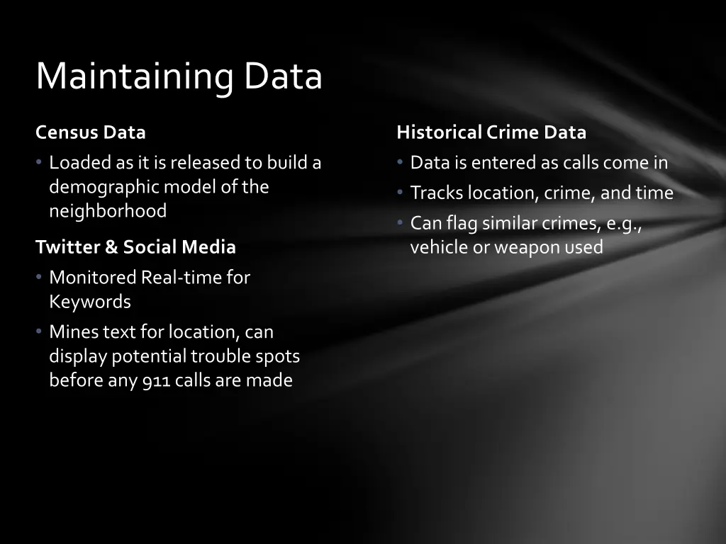 maintaining data