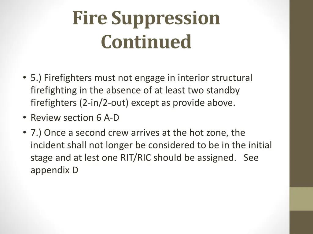 fire suppression continued