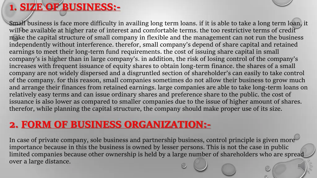 1 size of business