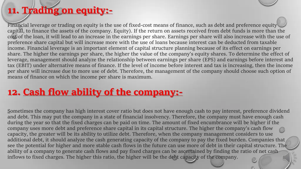 11 trading on equity
