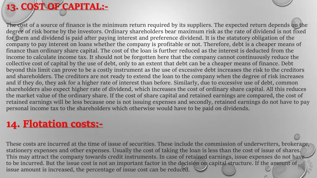 13 cost of capital