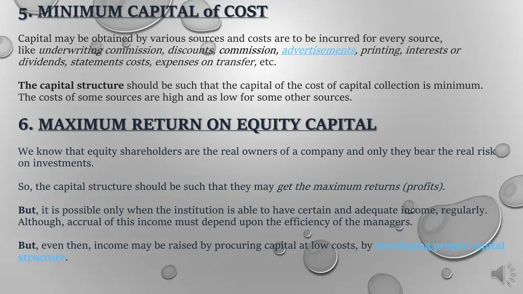 5 minimum capital of cost