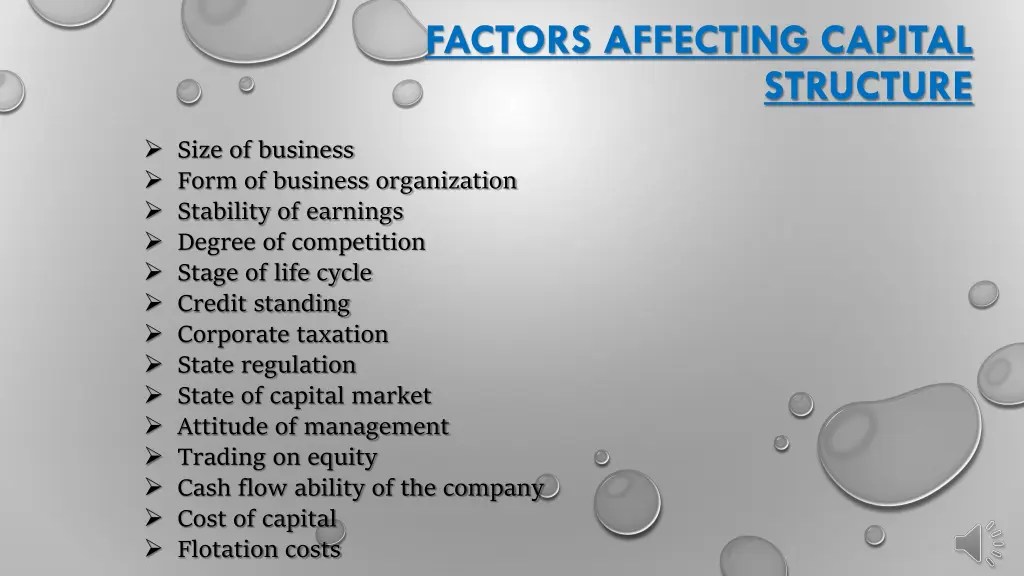 factors affecting capital
