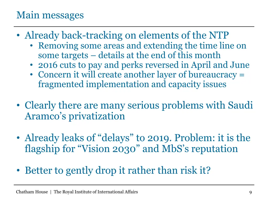 main messages