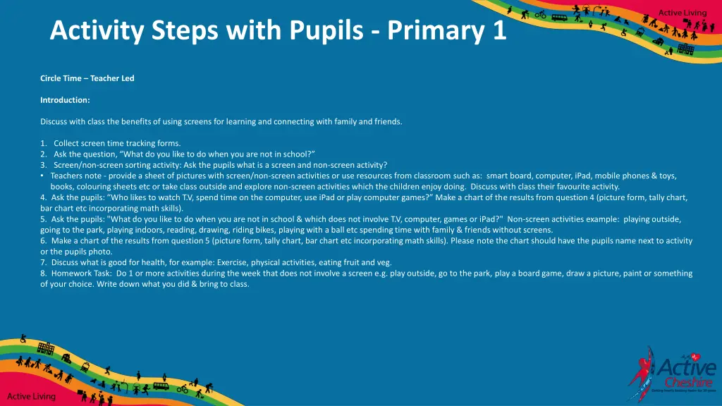 activity steps with pupils primary 1