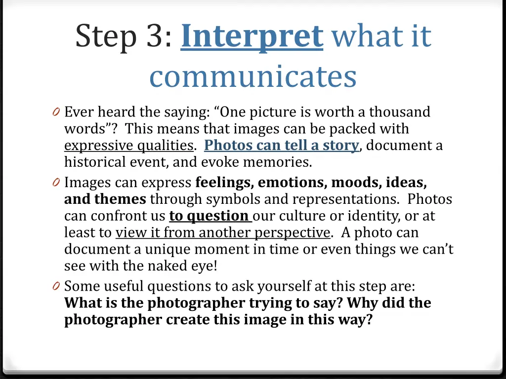 step 3 interpret what it communicates