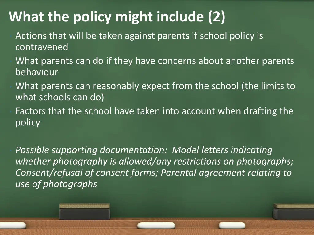 what the policy might include 2