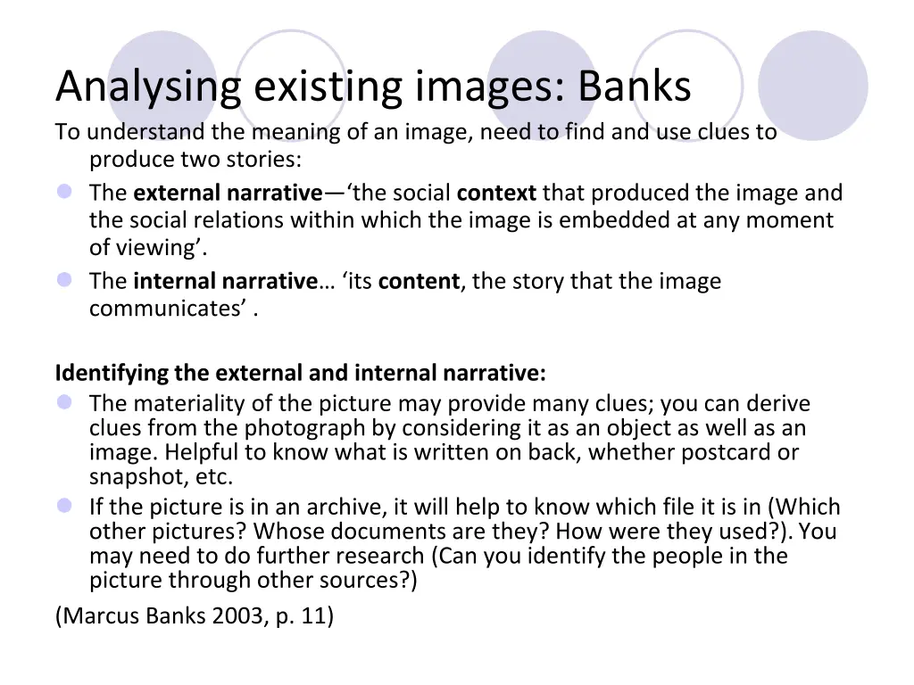 analysing existing images banks to understand