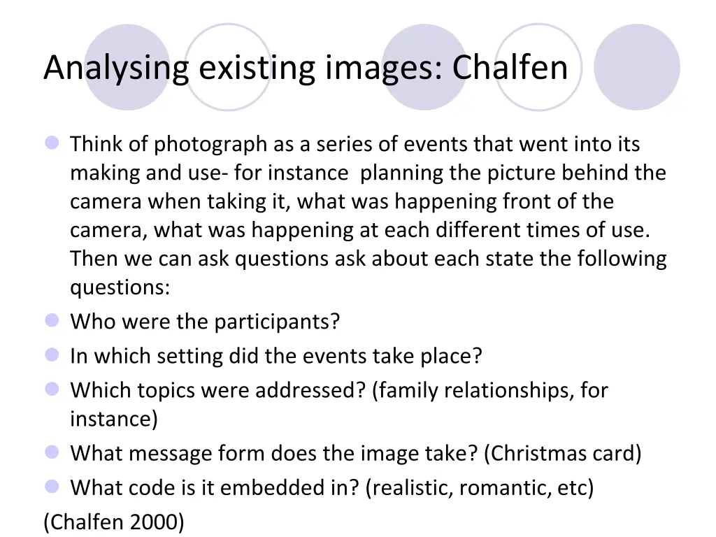 analysing existing images chalfen