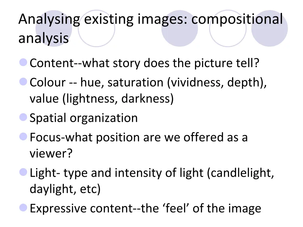 analysing existing images compositional analysis
