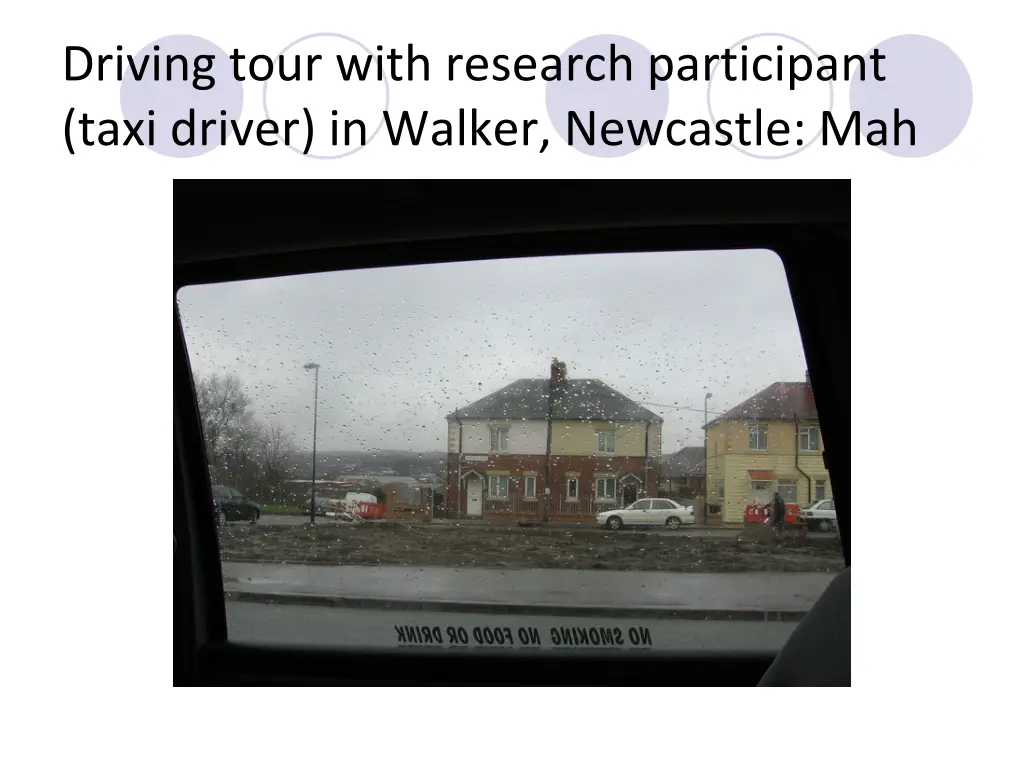 driving tour with research participant taxi
