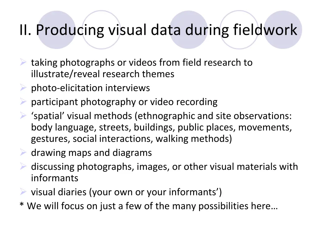 ii producing visual data during fieldwork