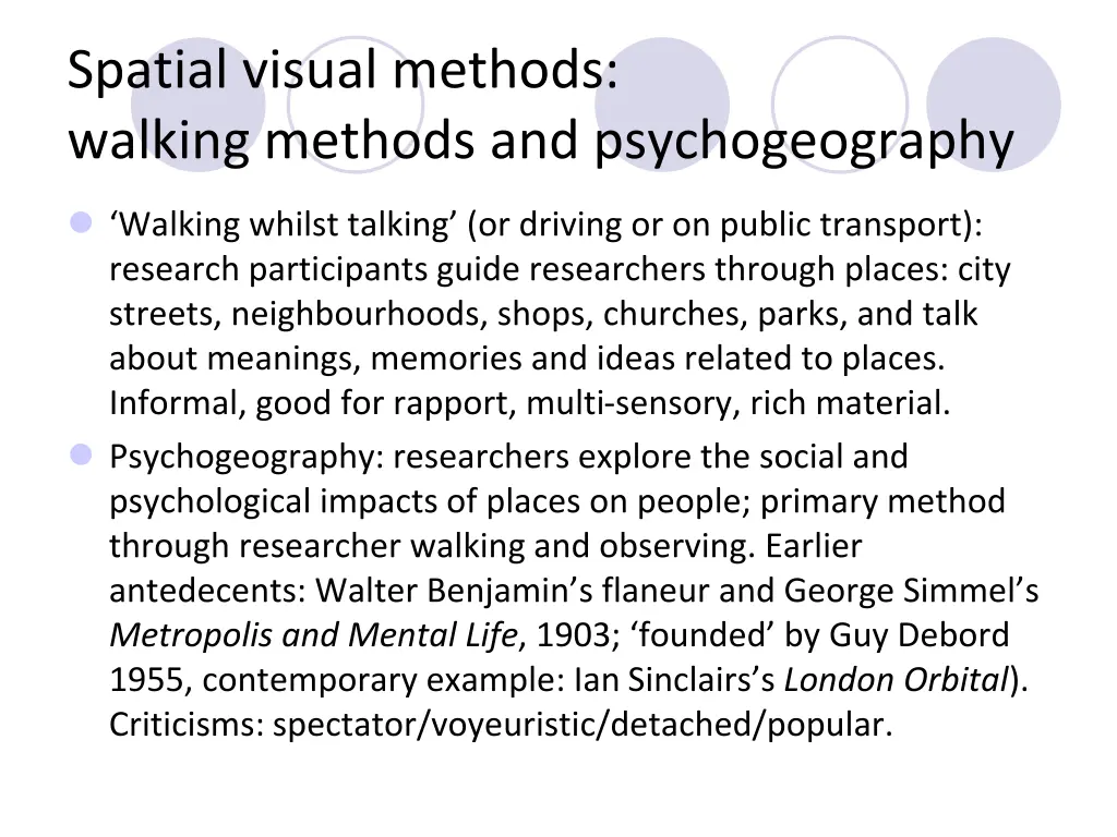 spatial visual methods walking methods