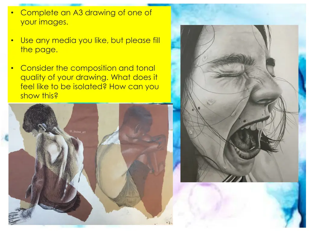 complete an a3 drawing of one of your images