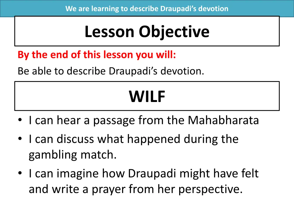 we are learning to describe draupadi s devotion 2