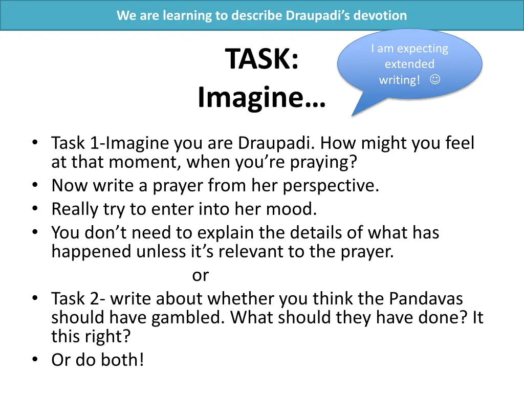 we are learning to describe draupadi s devotion 8