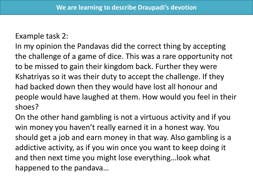 we are learning to describe draupadi s devotion 9