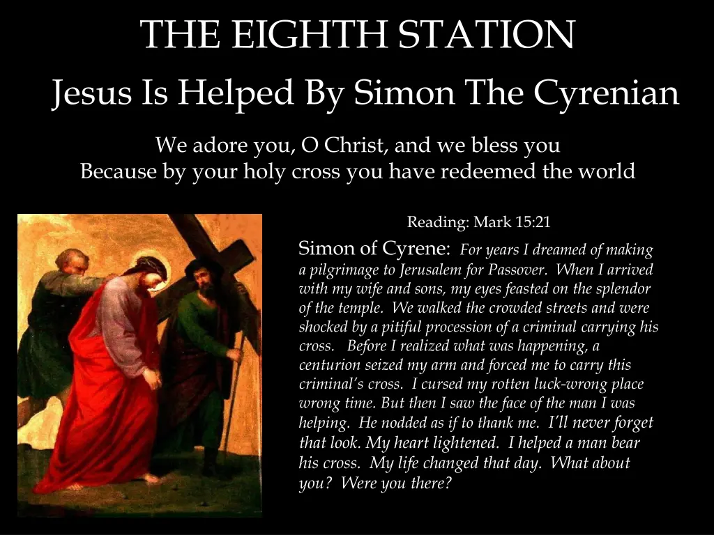 the eighth station jesus is helped by simon