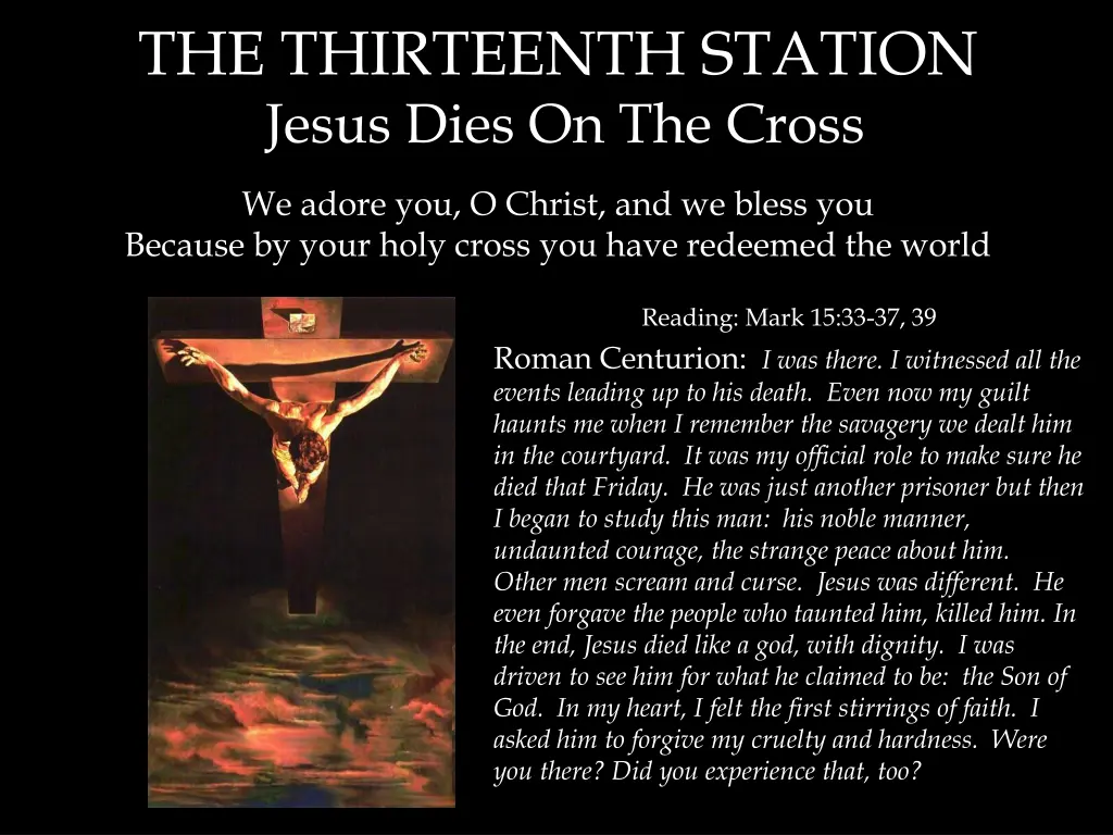 the thirteenth station jesus dies on the cross