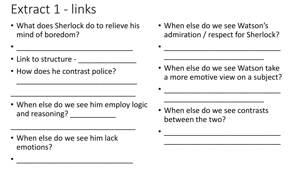 extract 1 links what does sherlock do to relieve
