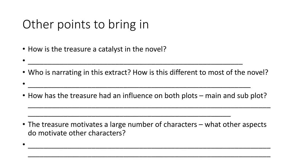 other points to bring in